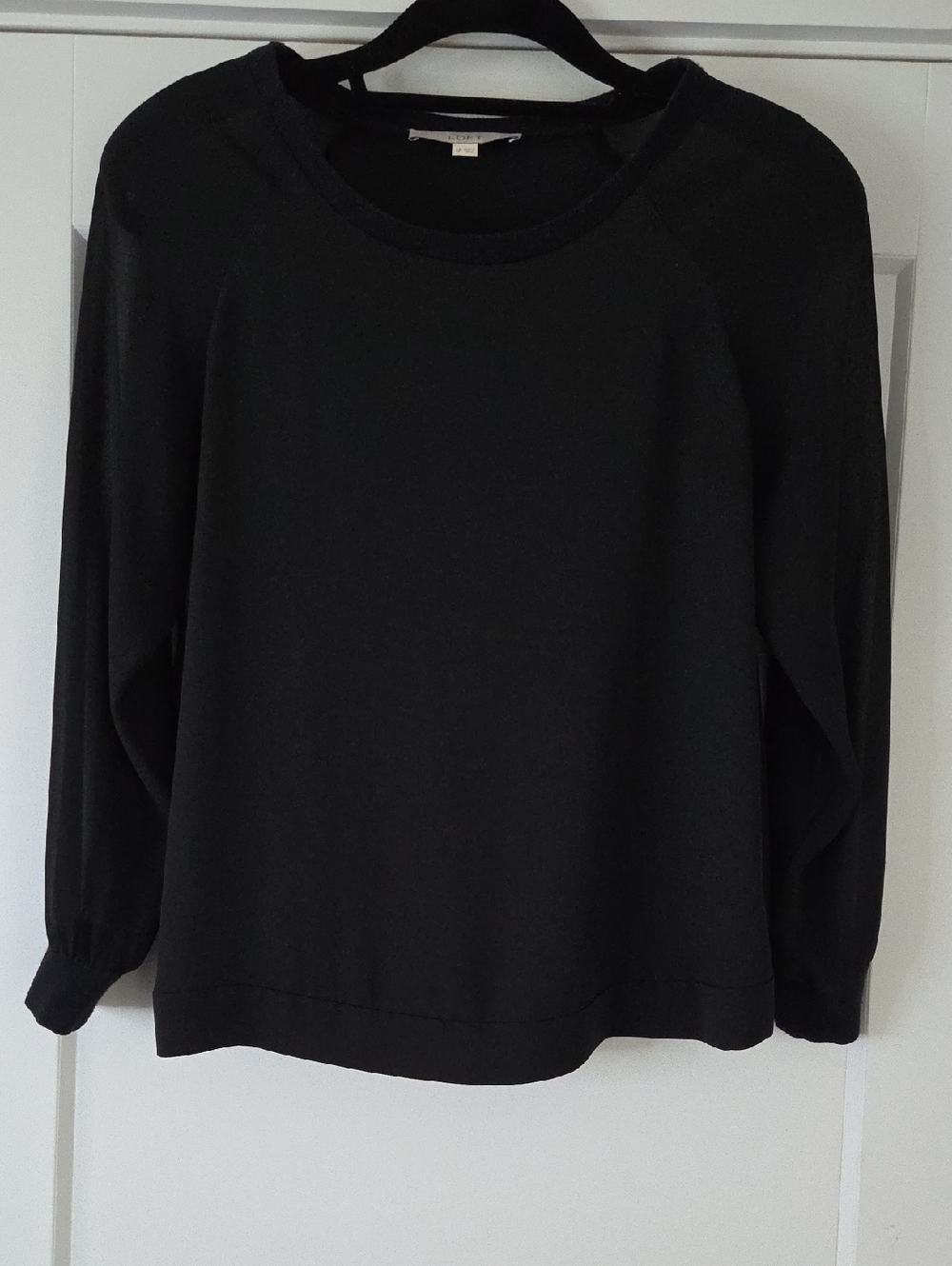 LOFT Petite Black Mixed Media Long Sleeve Blouse Size SP